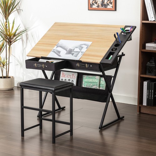 Adjustable drafting table with - table,